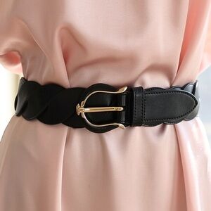 Monalisa-Parma Italy braided leather black belt Quiet Luxury Elegant Belt Rare